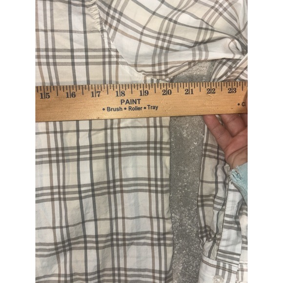 garnet‎ hill Neutral Paid Button Up blouse size 12 organic pima cotton - Picture 8 of 10